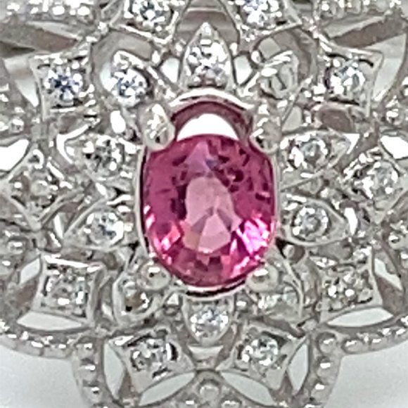 Red Tourmaline .30ct White Gold Solid Silver Ring - Picture 7 of 7